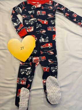 Carter's - Toddler Onesie sleeper with Red Trim and fire truck design